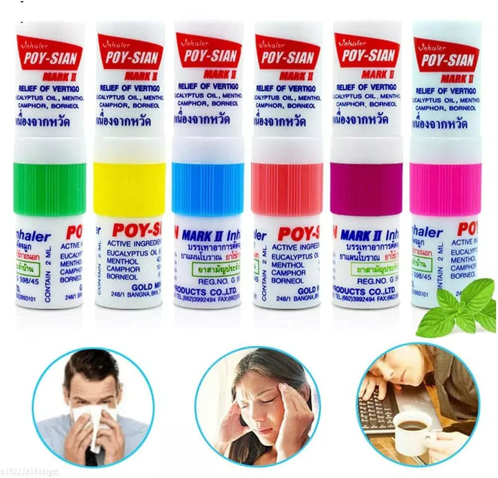 6 Poy Sian Mark II Thai Herbal Inhalers - Breathe Easy, Anytime, Anywhere